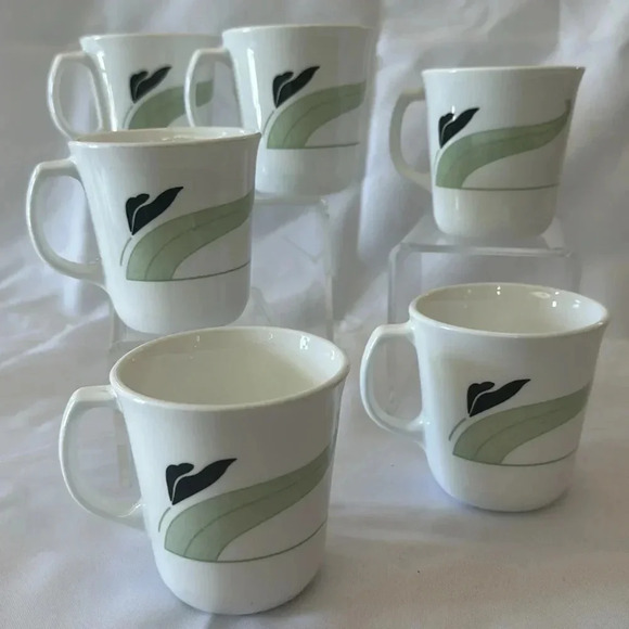 Vintage Corelle Black Orchid Cups Mugs - Set of 6 - Picture 2 of 5